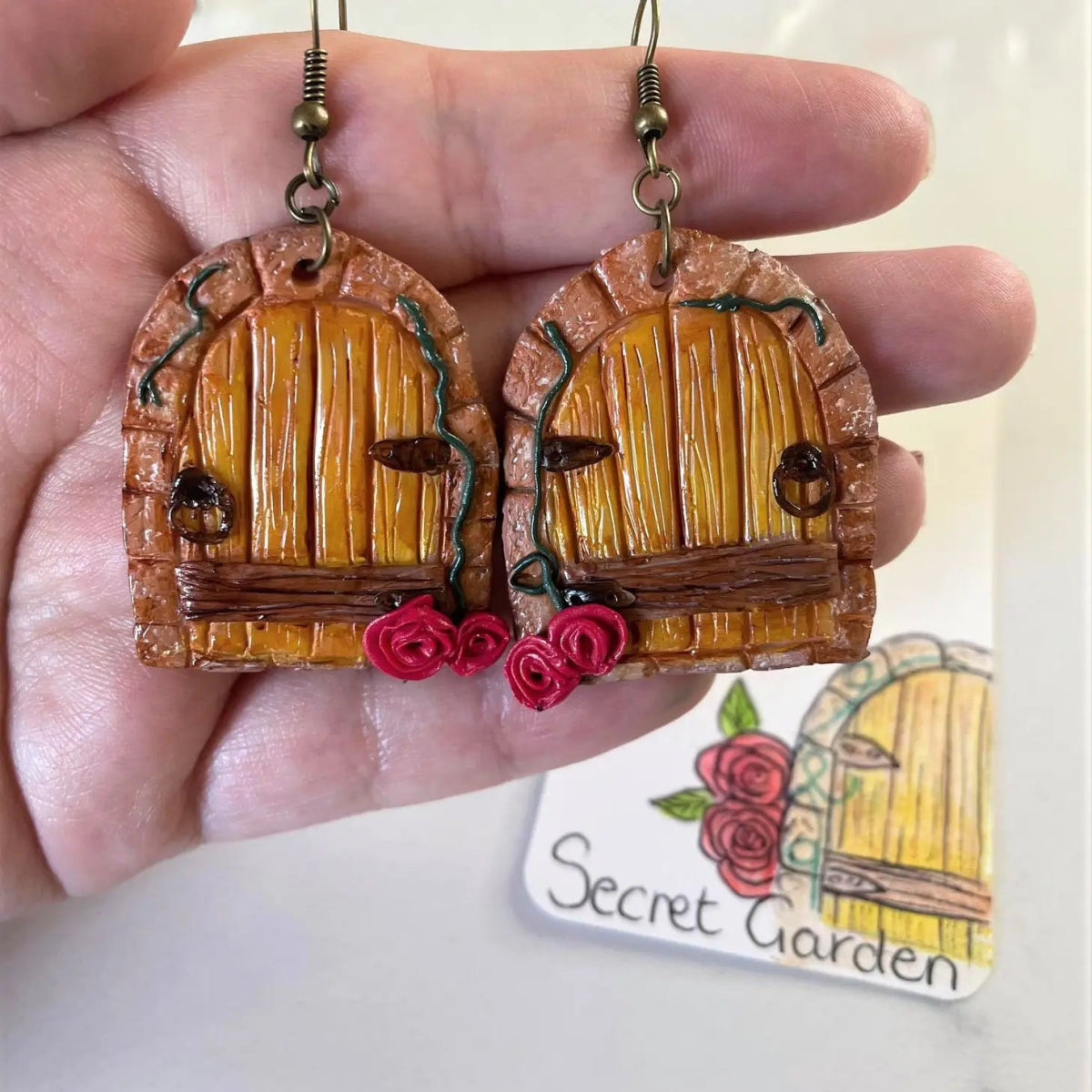 Secret Garden Fairy Door Earrings - Hello Pumpkin