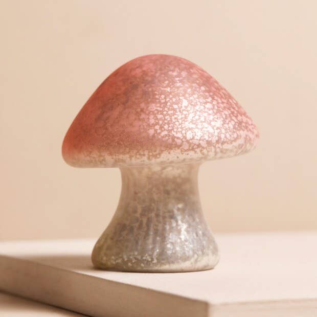 Small Pink Glass Mushroom Light - Hello Pumpkin