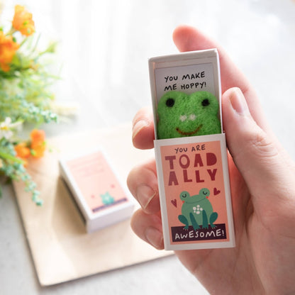 Toadally Awesome Wool Felt Frog In A Matchbox - Hello Pumpkin