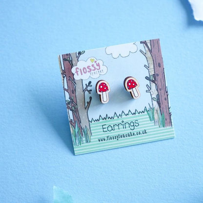 Toadstool Wooden Earrings - Hello Pumpkin